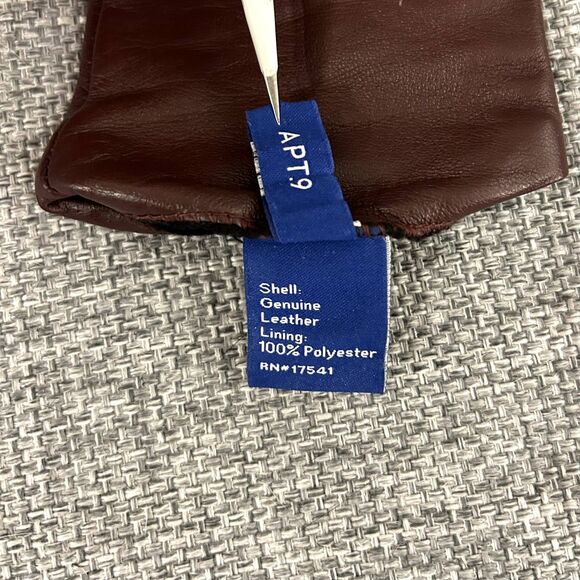 Apt. 9 Burgundy 100% Leather Gloves Fleece-Lined Touchscreen Compatible Medium - Picture 6 of 7